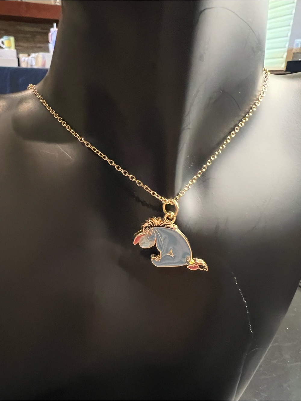 Disney NEW Gold-Tone Eeyore Charm With 18” Chain Necklace